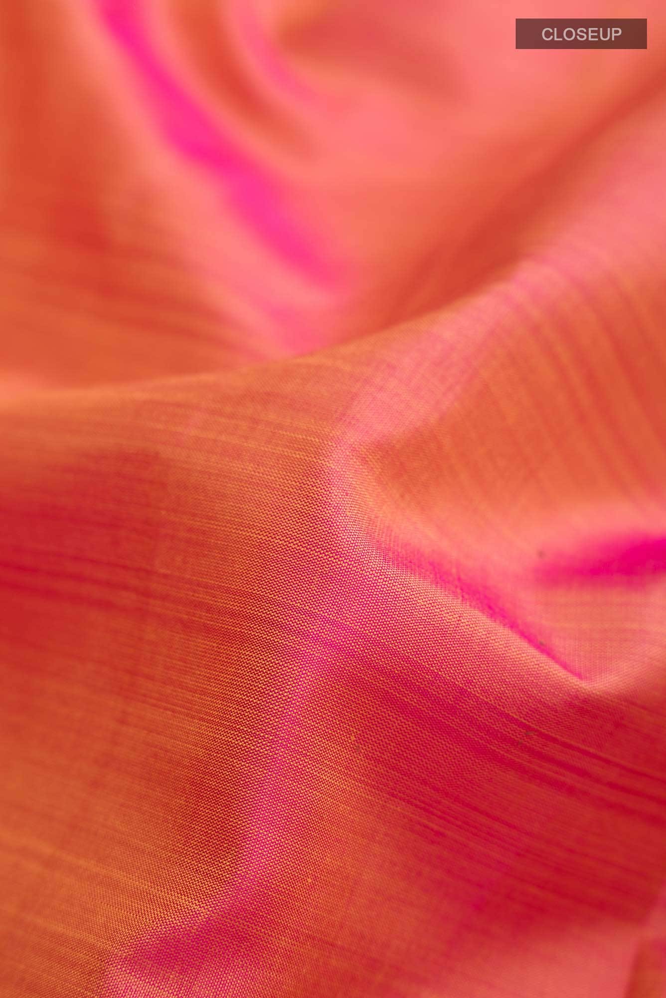 Pink with Yellow Dual Tone Kanchipuram Silk Saree - Image 3