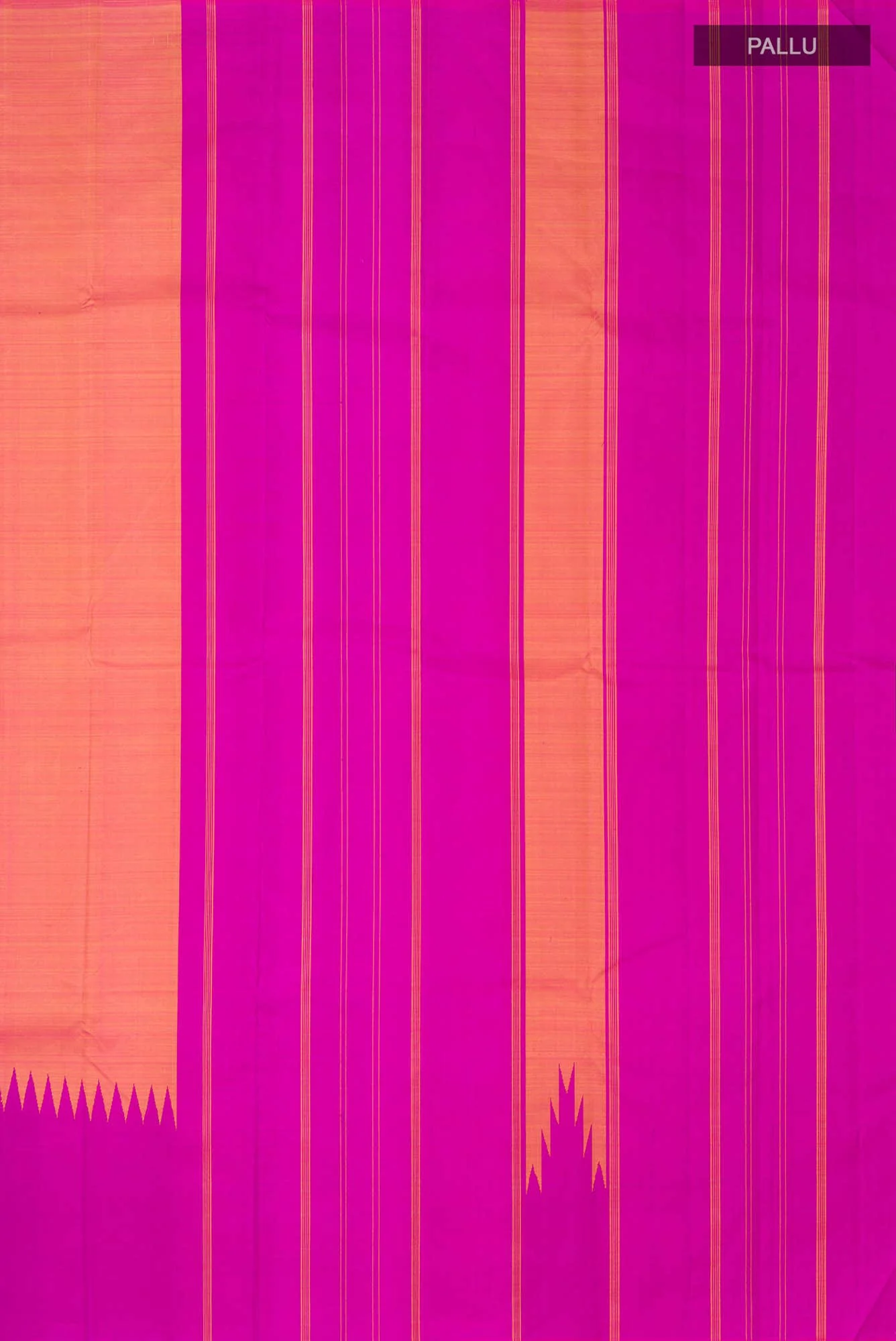 Pink with Yellow Dual Tone Kanchipuram Silk Saree - Image 5