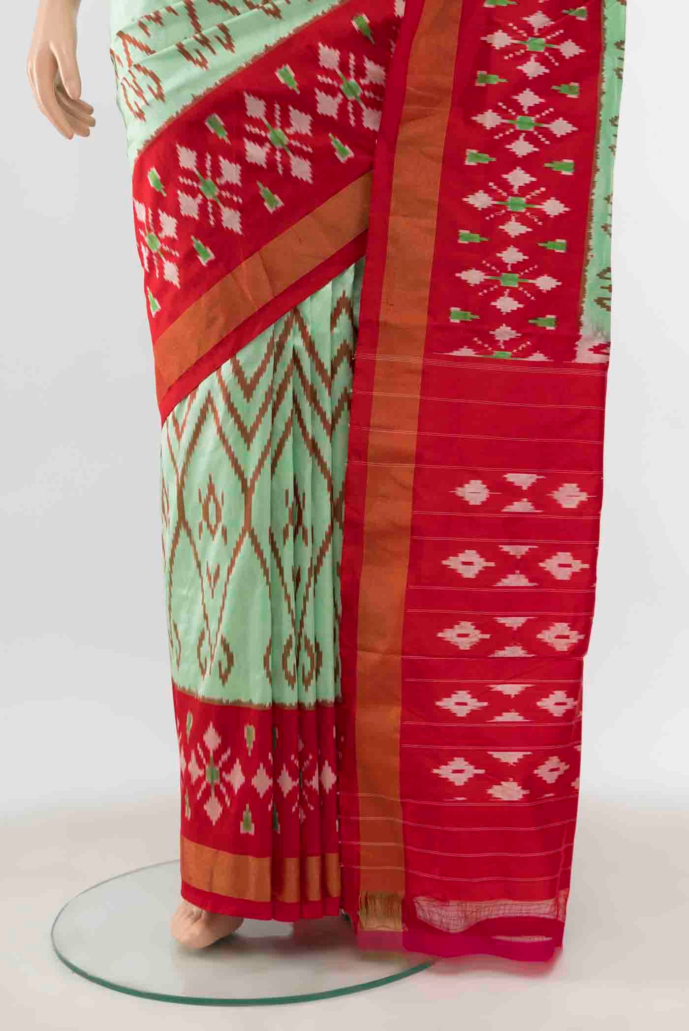 Pista Green Pochampally Saree - Image 3