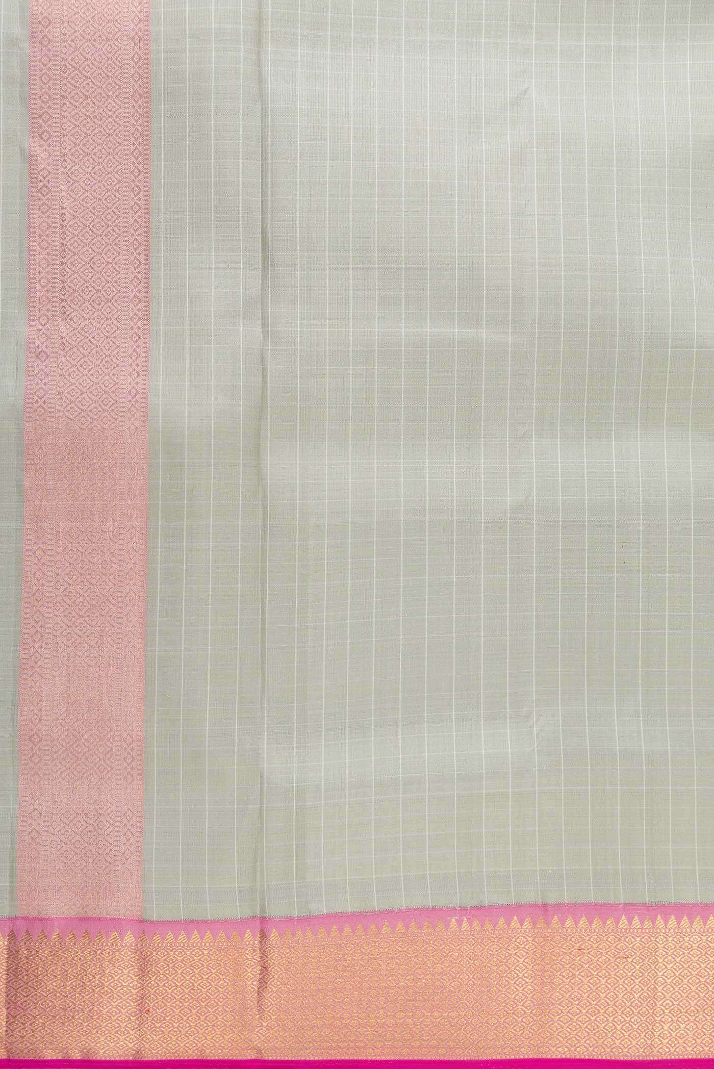 Pista Green Silk Dhoti With Angavastram (8X4) Muzham - Image 3