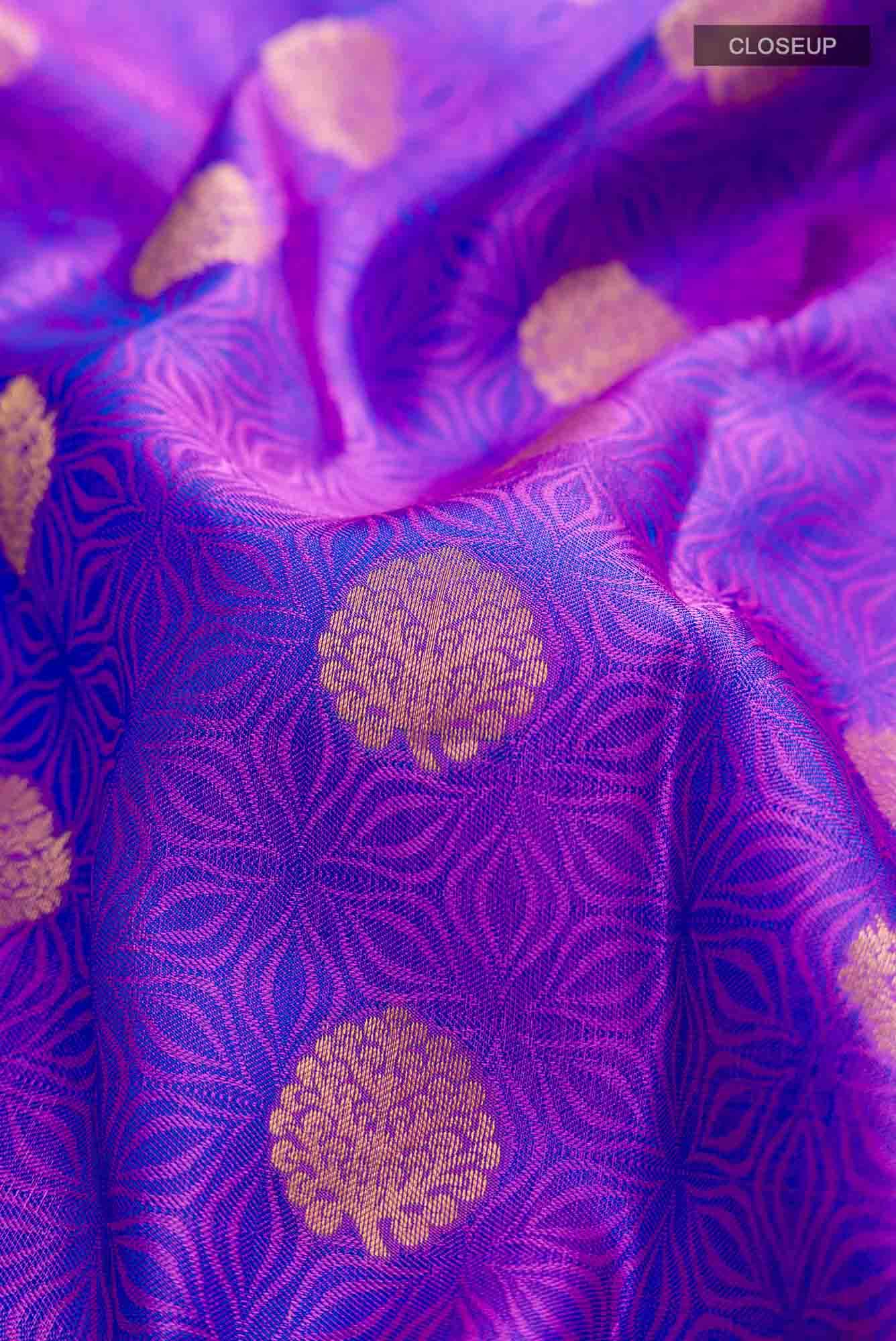 Purple Kanchipuram Silk Saree - Image 3