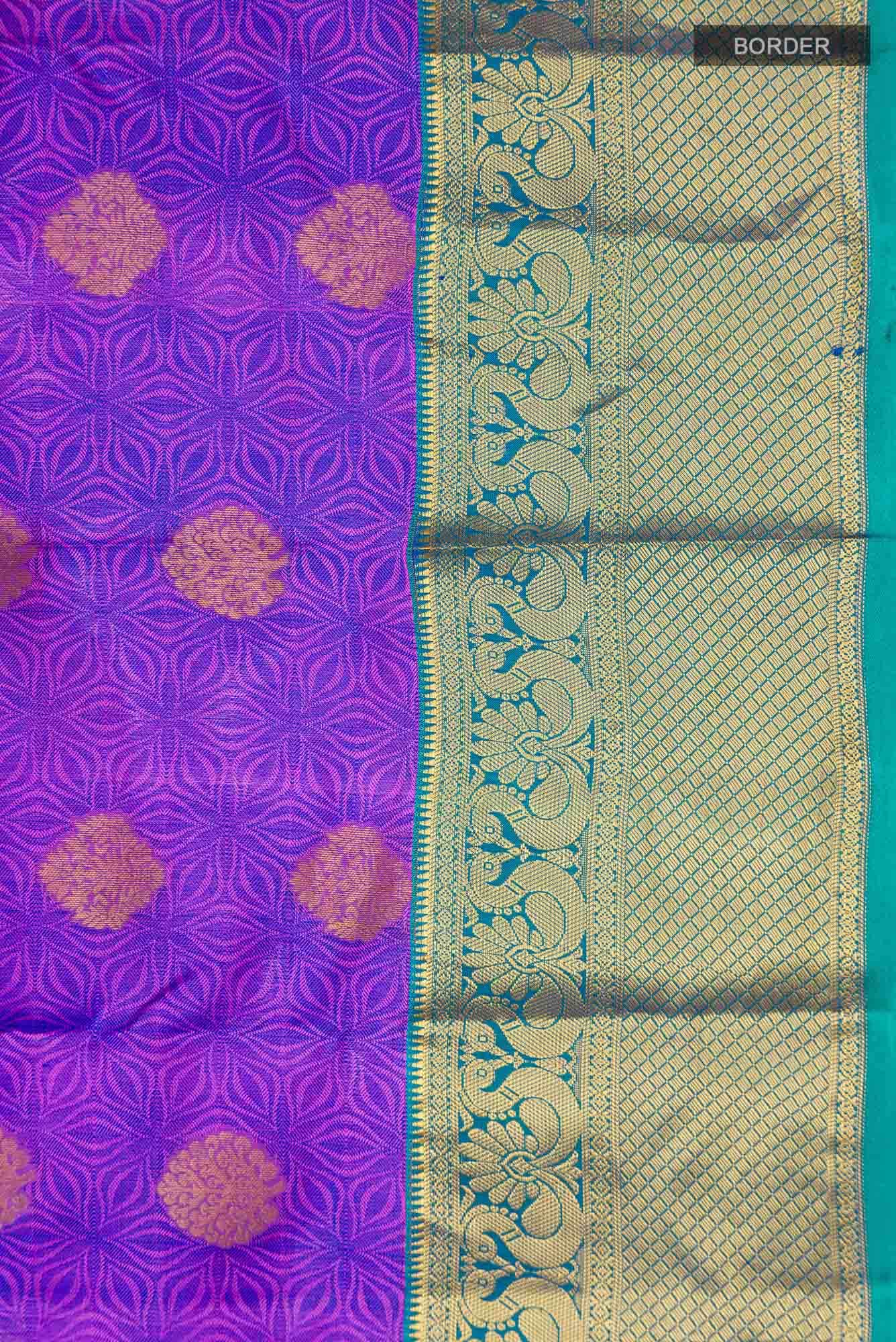 Purple Kanchipuram Silk Saree - Image 5