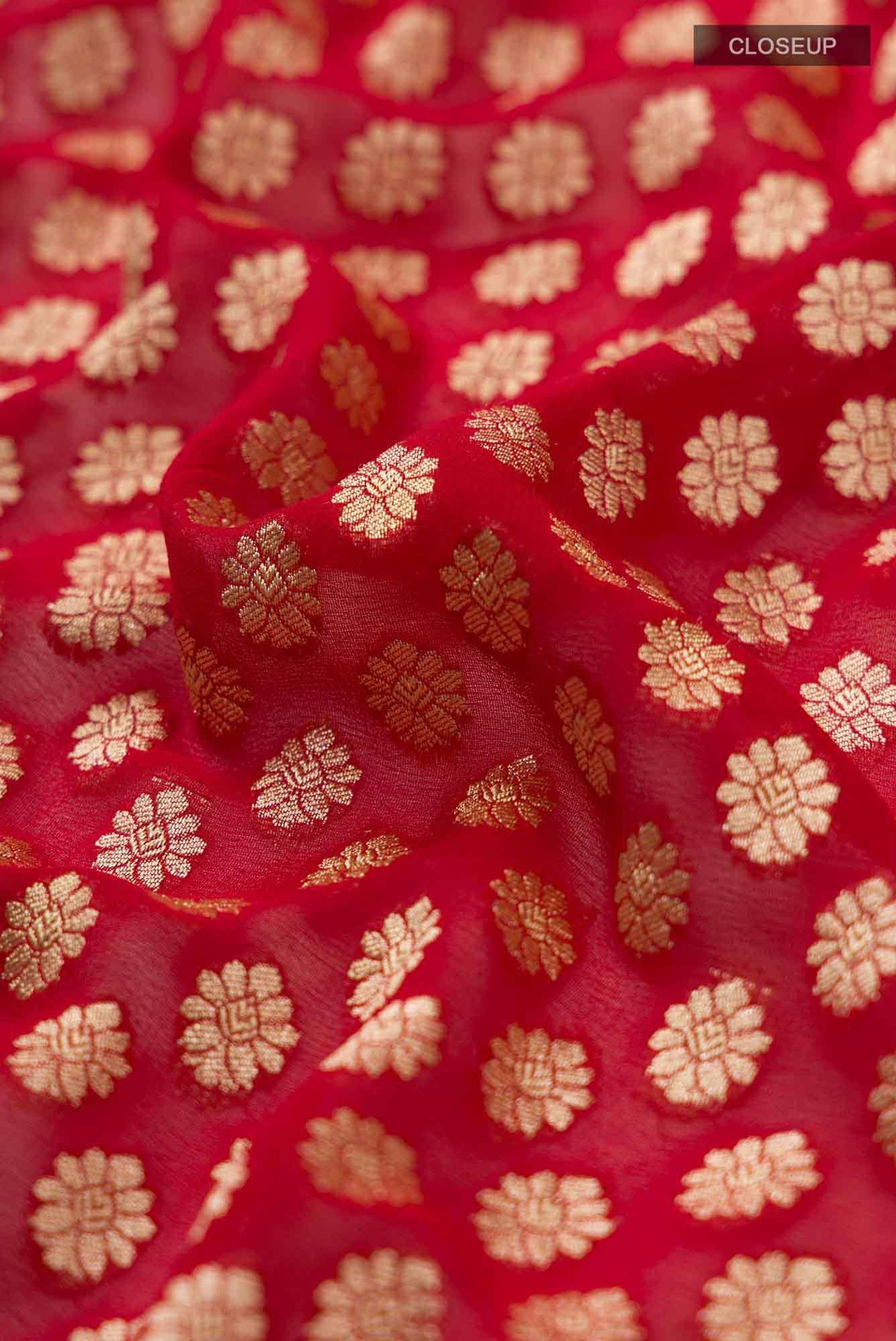 Red Banarasi Georgette Saree - Image 3