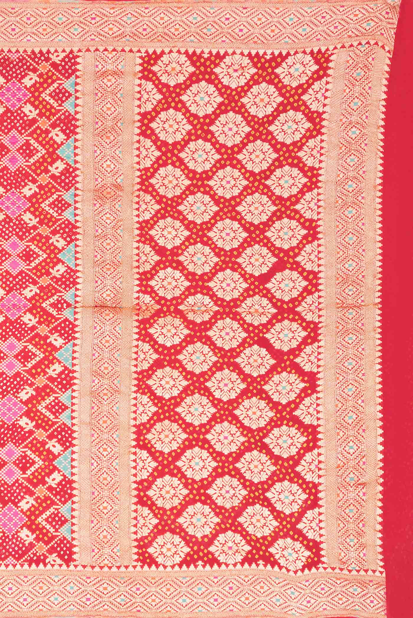 Red Dual Tone Banarasi Georgette Saree - Image 7