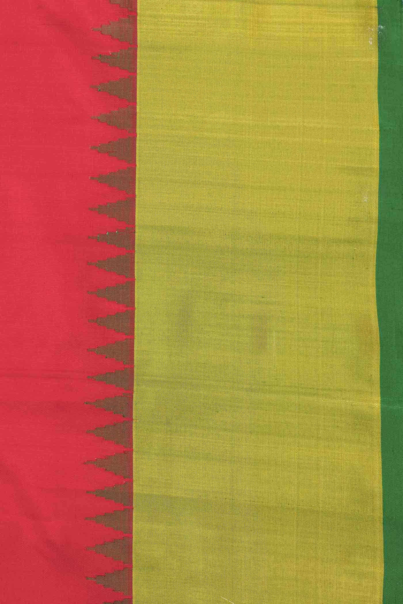 Red Dual Tone Gadwal Silk Saree - Image 5