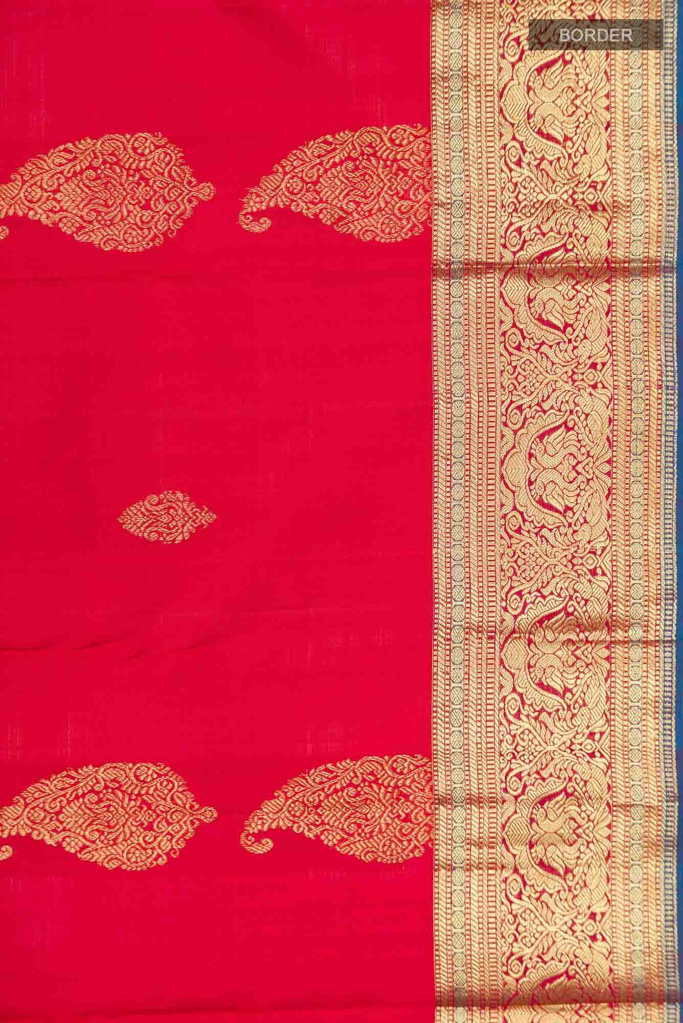 Red Kanchipuram Silk Saree - Image 5