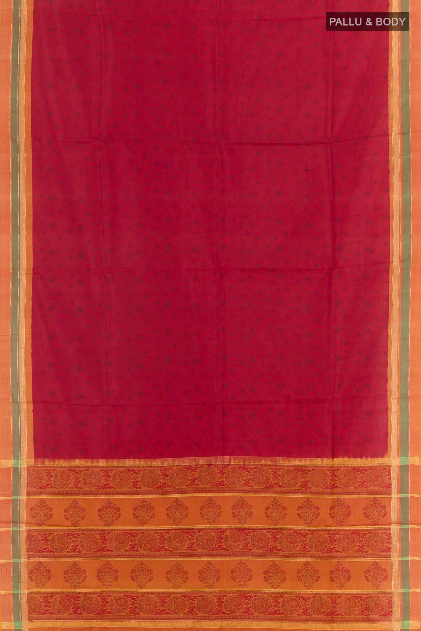 Red Printed Silk Saree - Image 3