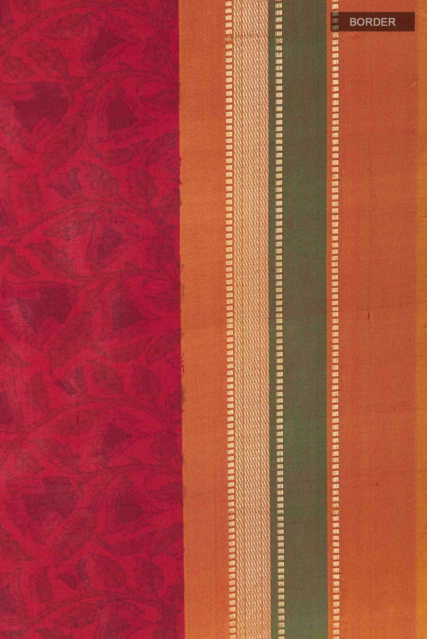 Red Printed Silk Saree - Image 4