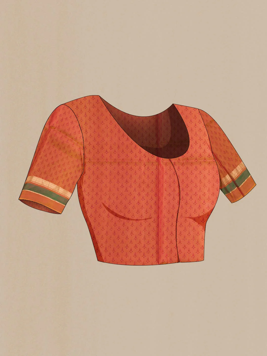 Red Printed Silk Saree - Image 5