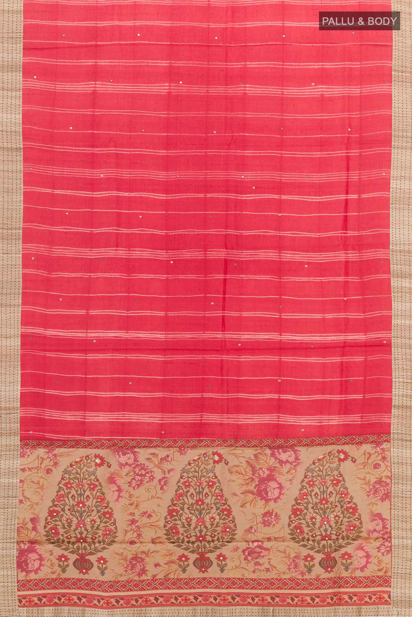 Red Tussar Saree - Image 3