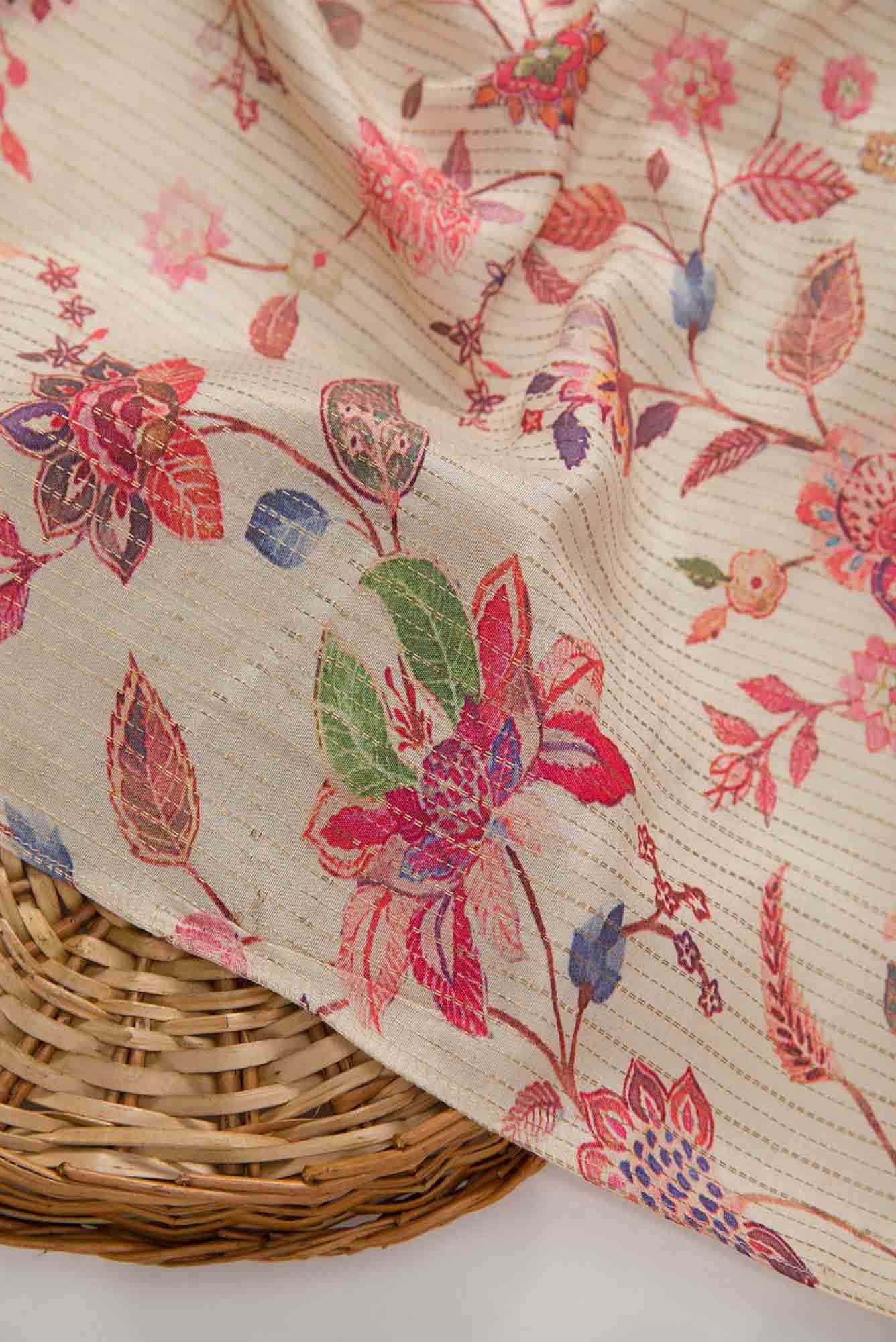 Sandal Tussar Silk Dress Material - Image 3