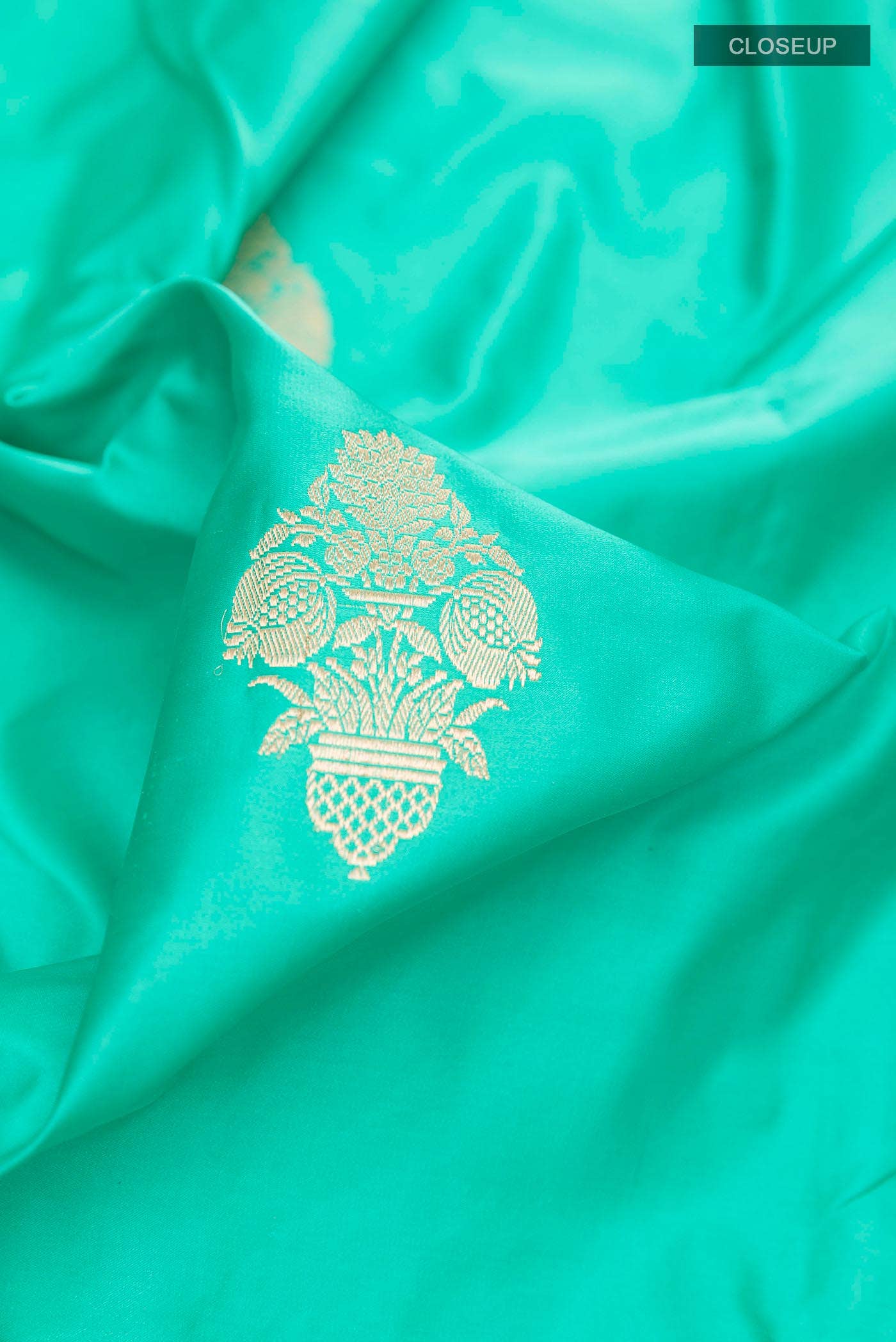 Sea Green Banarasi Silk Saree - Image 3