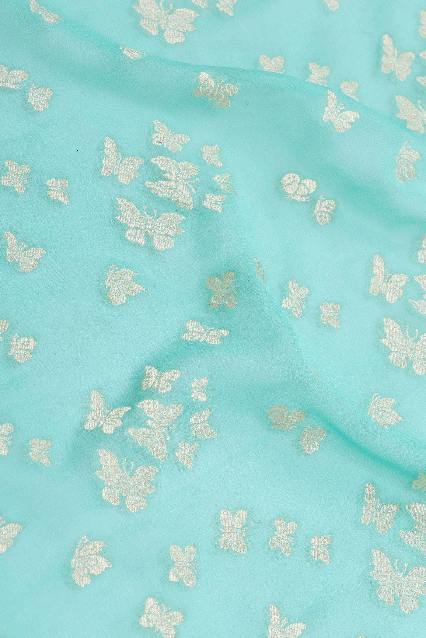 Sea Green Dual Tone Banarasi Georgette Saree - Image 3