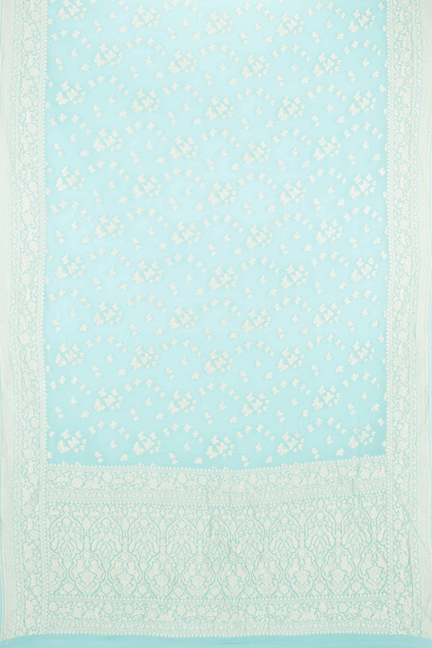 Sea Green Dual Tone Banarasi Georgette Saree - Image 4