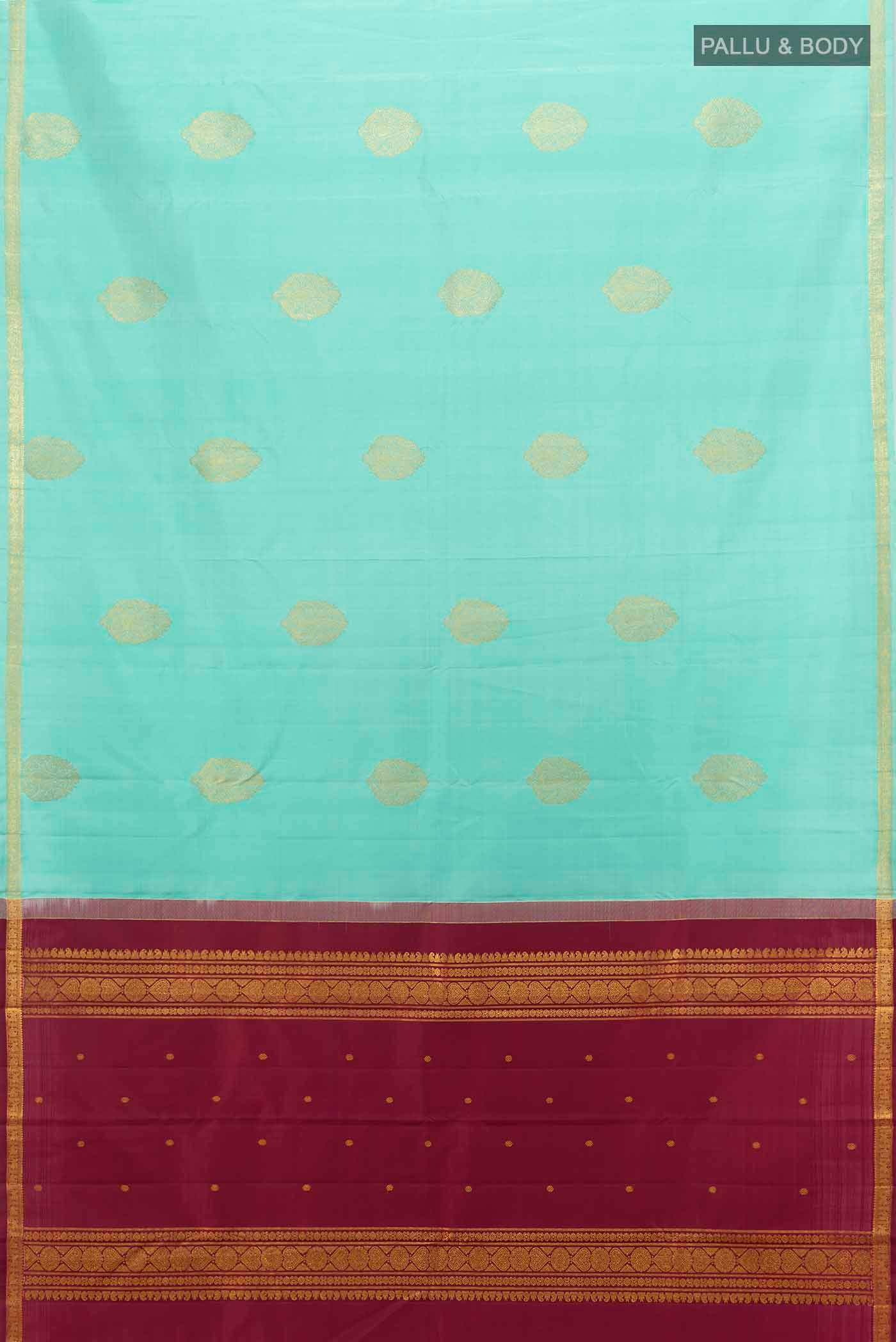 Sky Blue Kanchipuram Silk Saree - Image 5