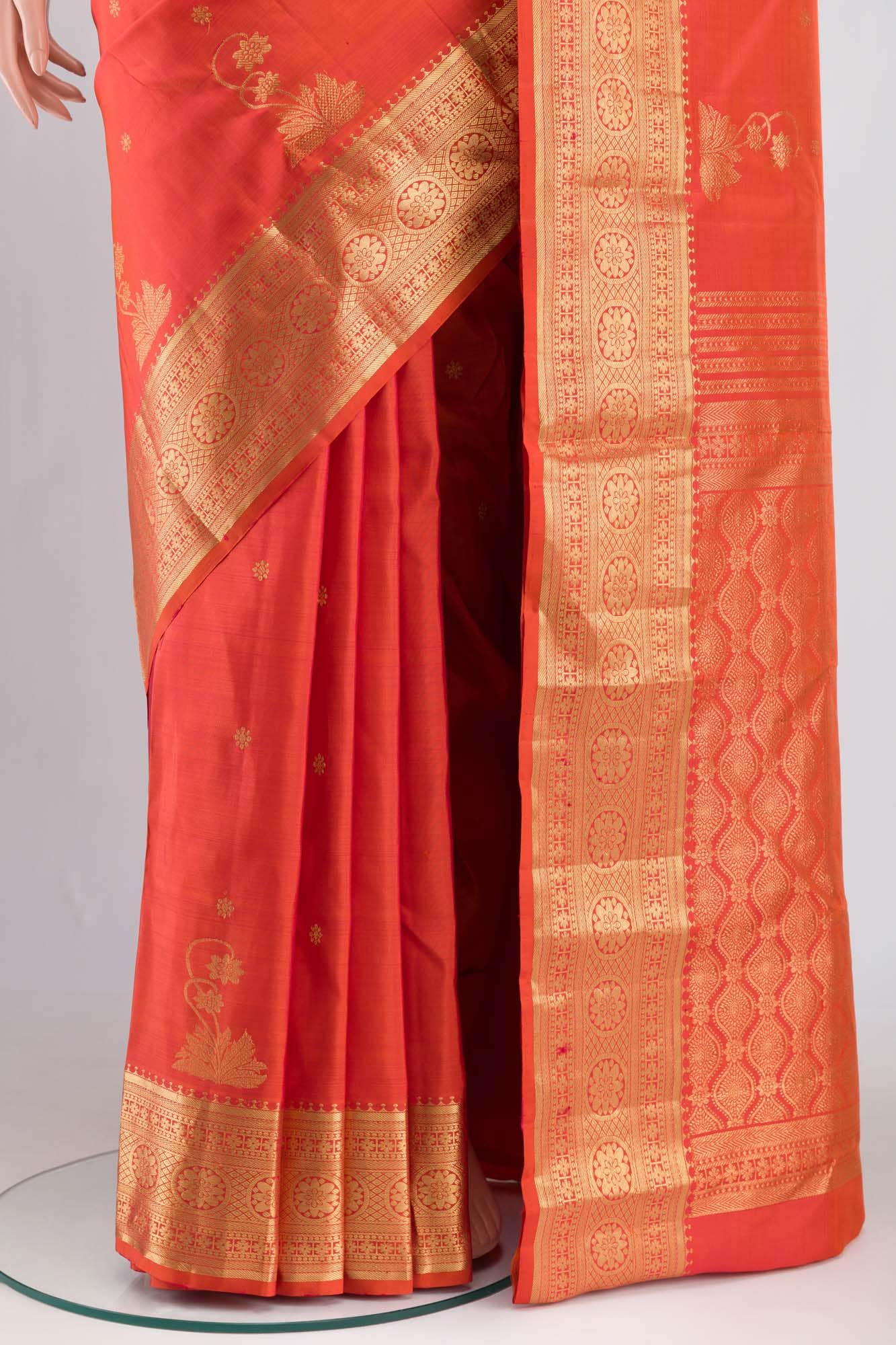 Tarangini-Orange Kanchipuram Silk Saree - Image 10