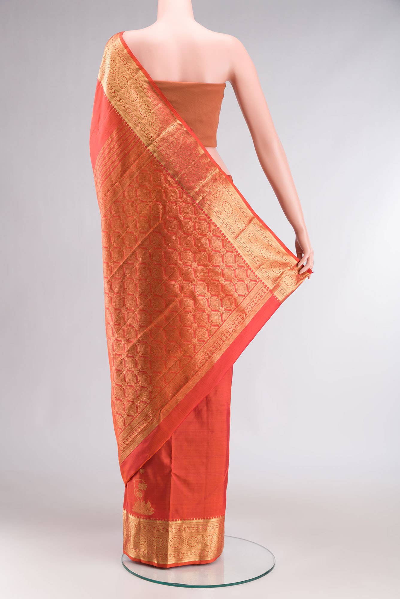 Tarangini-Orange Kanchipuram Silk Saree - Image 11