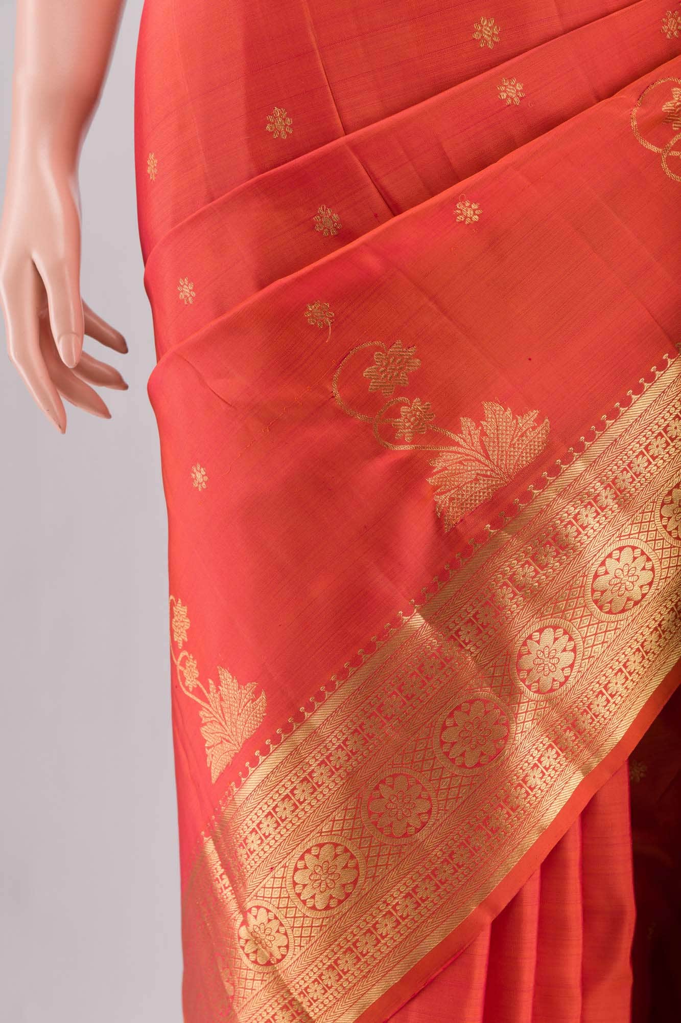 Tarangini-Orange Kanchipuram Silk Saree - Image 9