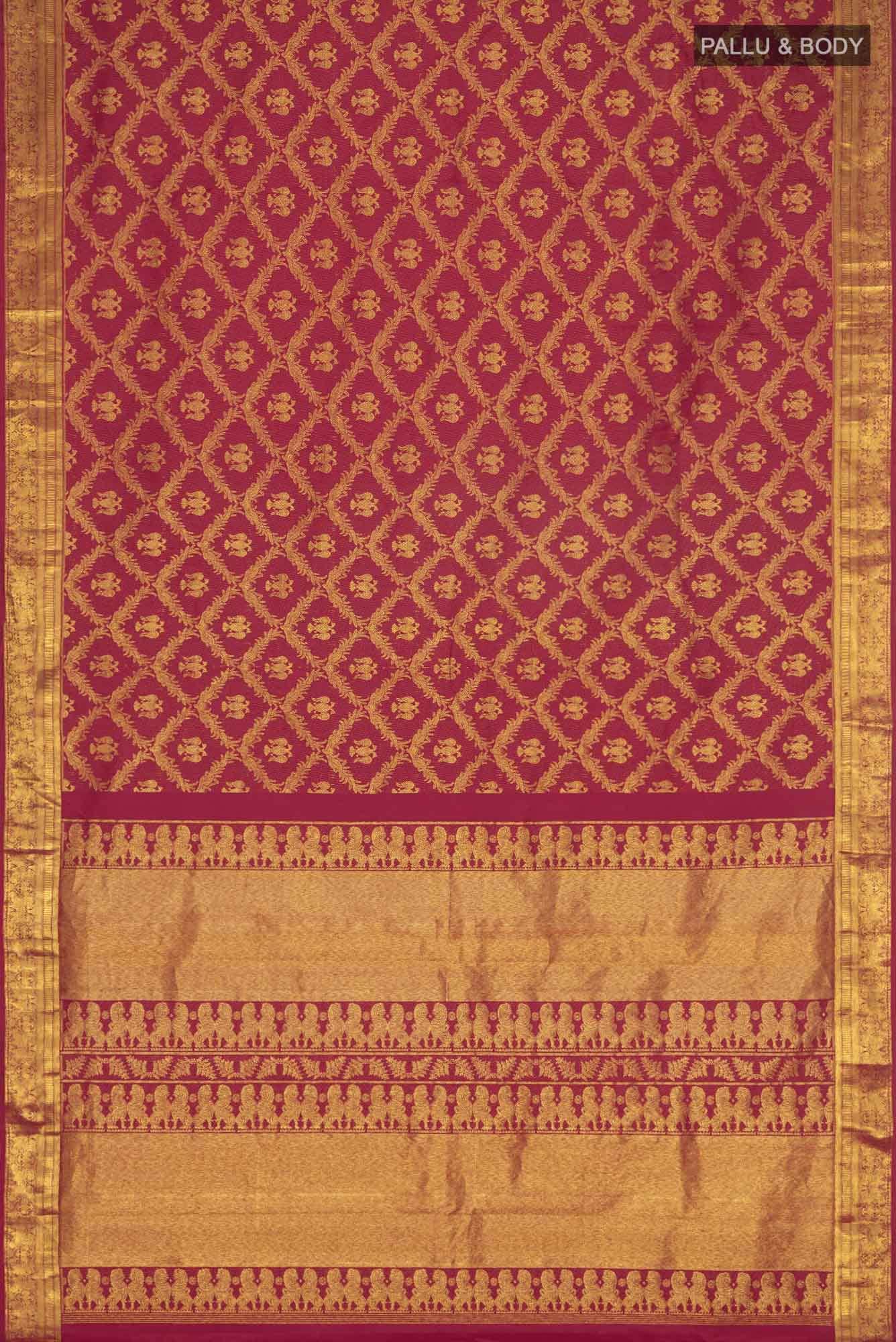 Veeravali-Maroon Kanchipuram Silk Saree - Image 7
