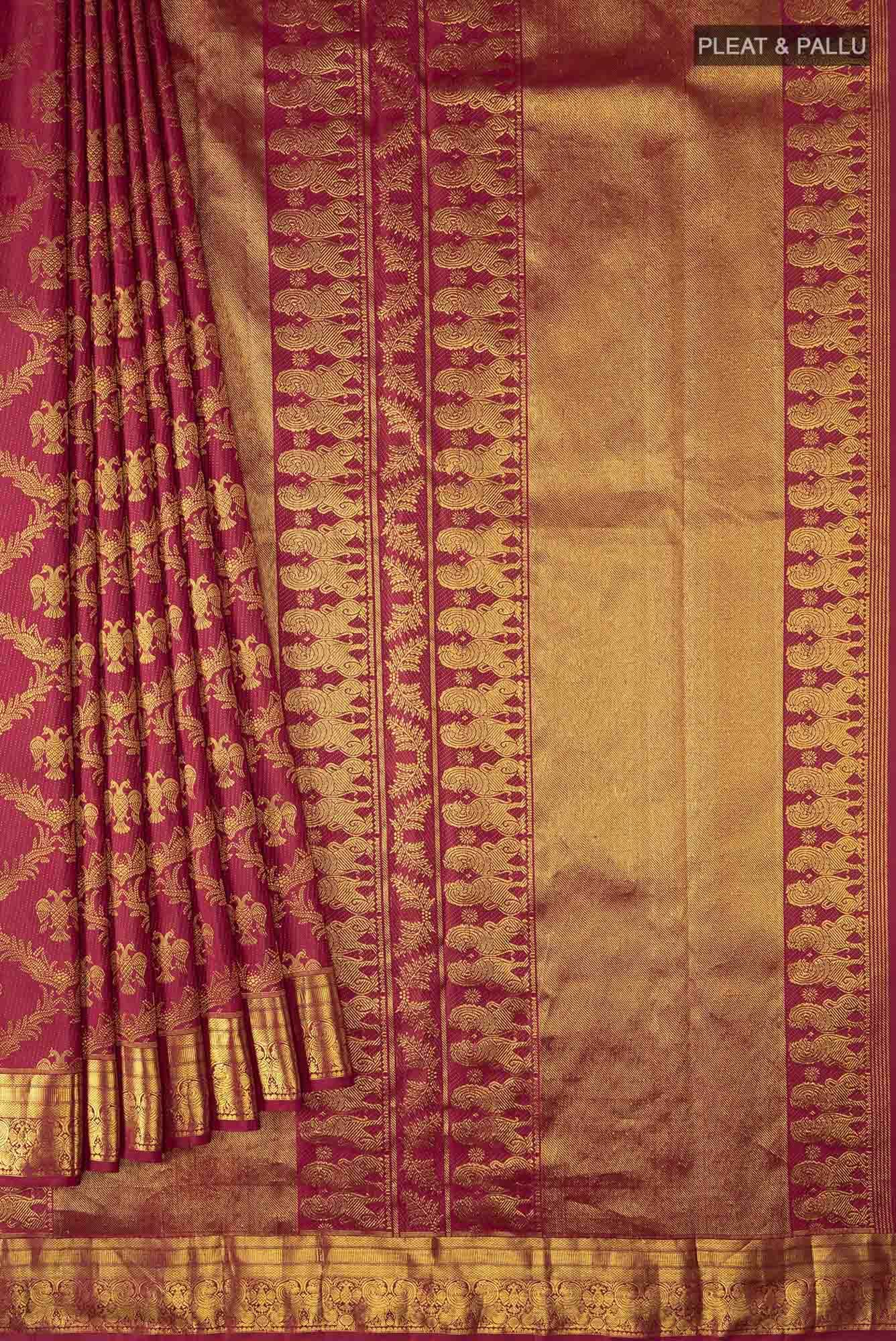 Veeravali-Maroon Kanchipuram Silk Saree - Image 9