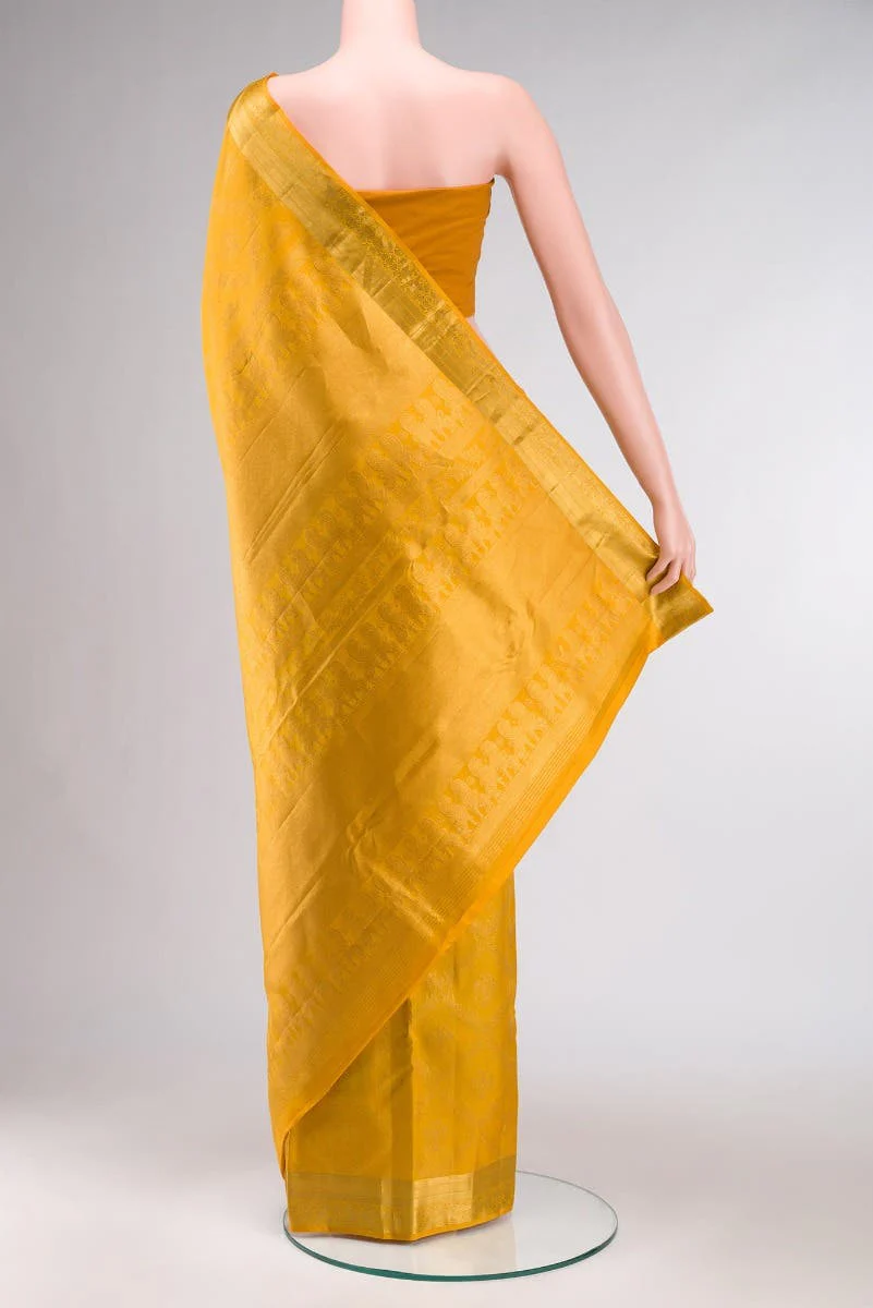 Veeravali-Yellow Kanchipuram Silk Saree - Image 4