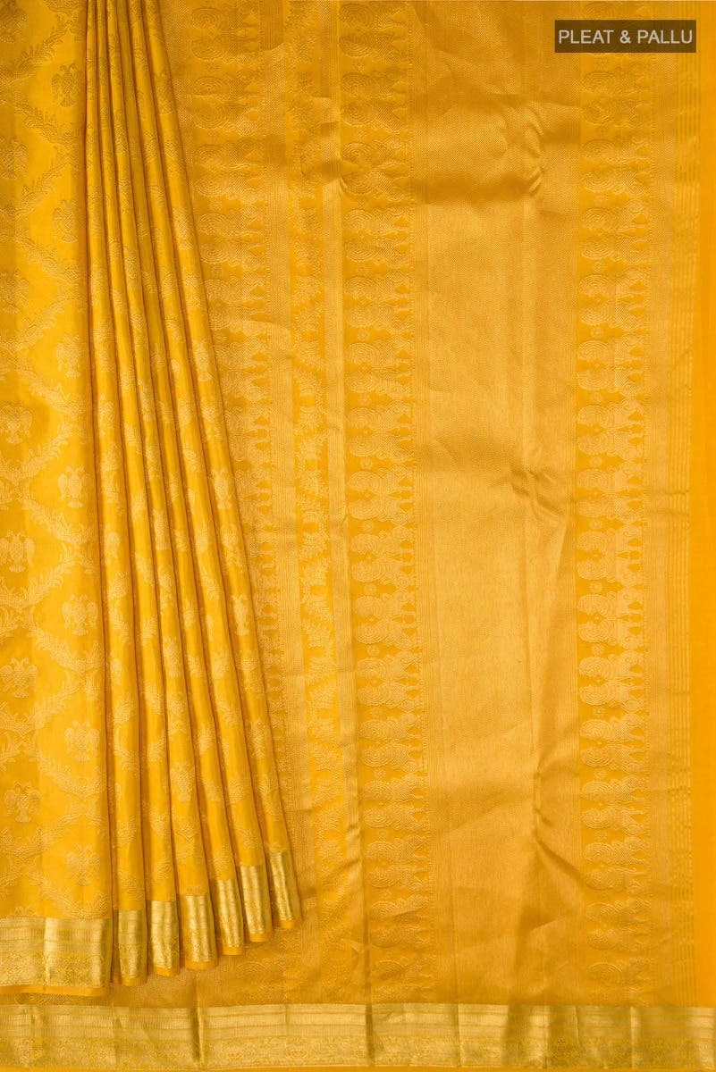 Veeravali-Yellow Kanchipuram Silk Saree - Image 5
