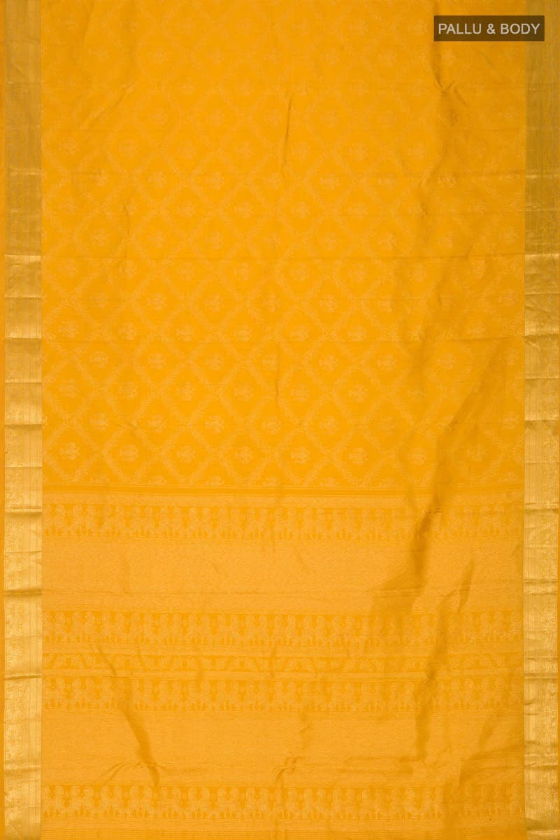 Veeravali-Yellow Kanchipuram Silk Saree - Image 9
