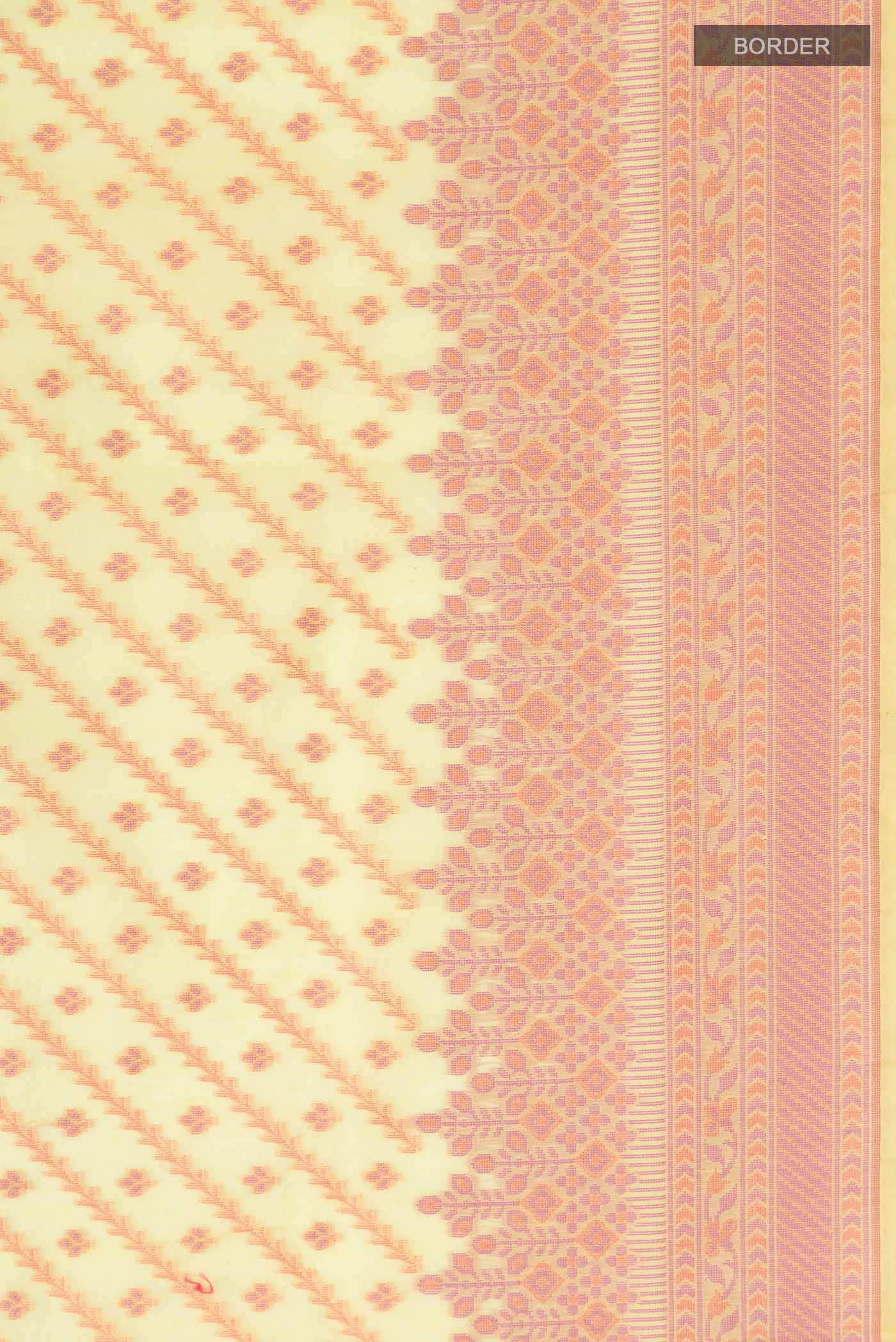 Yellow Banarasi Silk Cotton Saree - Image 4