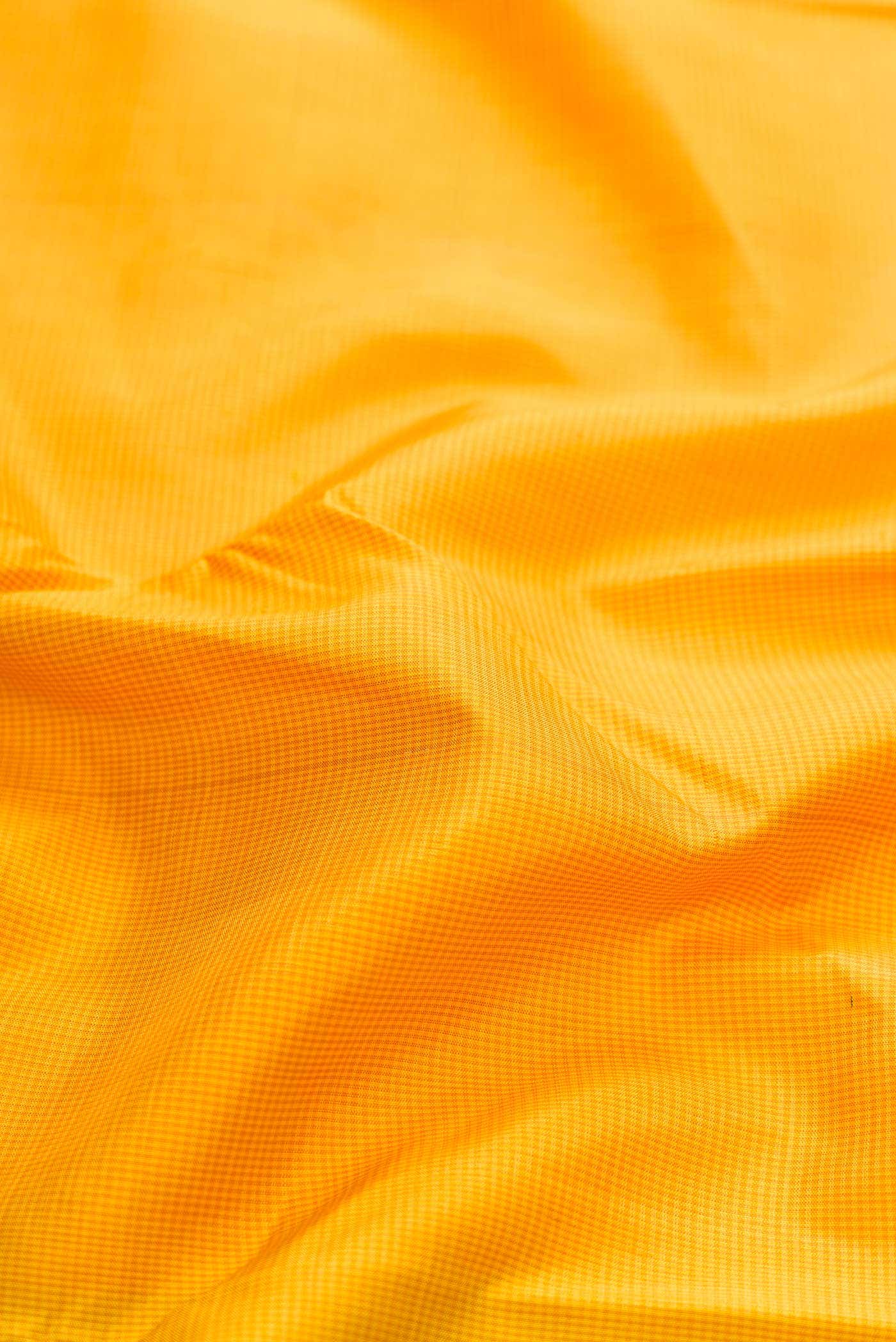 Pure Silk Pure Zari Yellow Dual Tone Kanjivaram Saree - Image 3