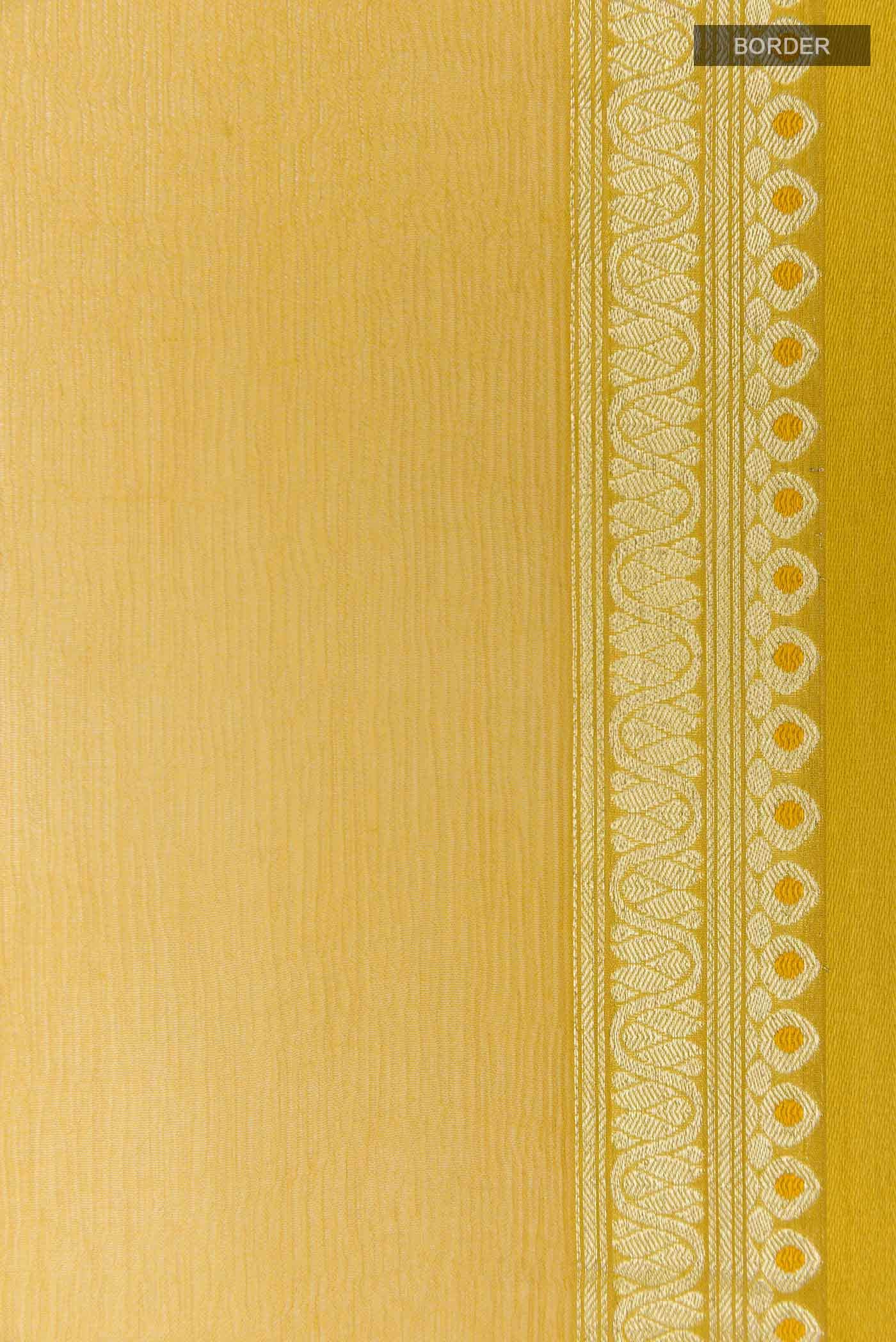 Yellow Mysore Chiffon Saree - Image 4