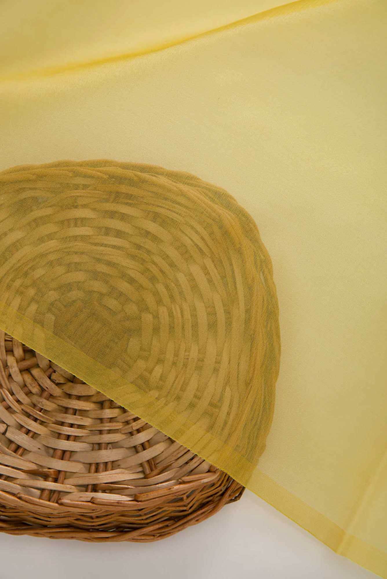 Yellow Organza Silk Dress Material - Image 3