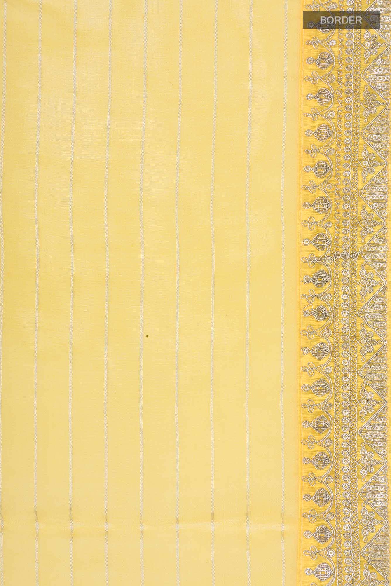 Yellow Organza Silk Saree - Image 4