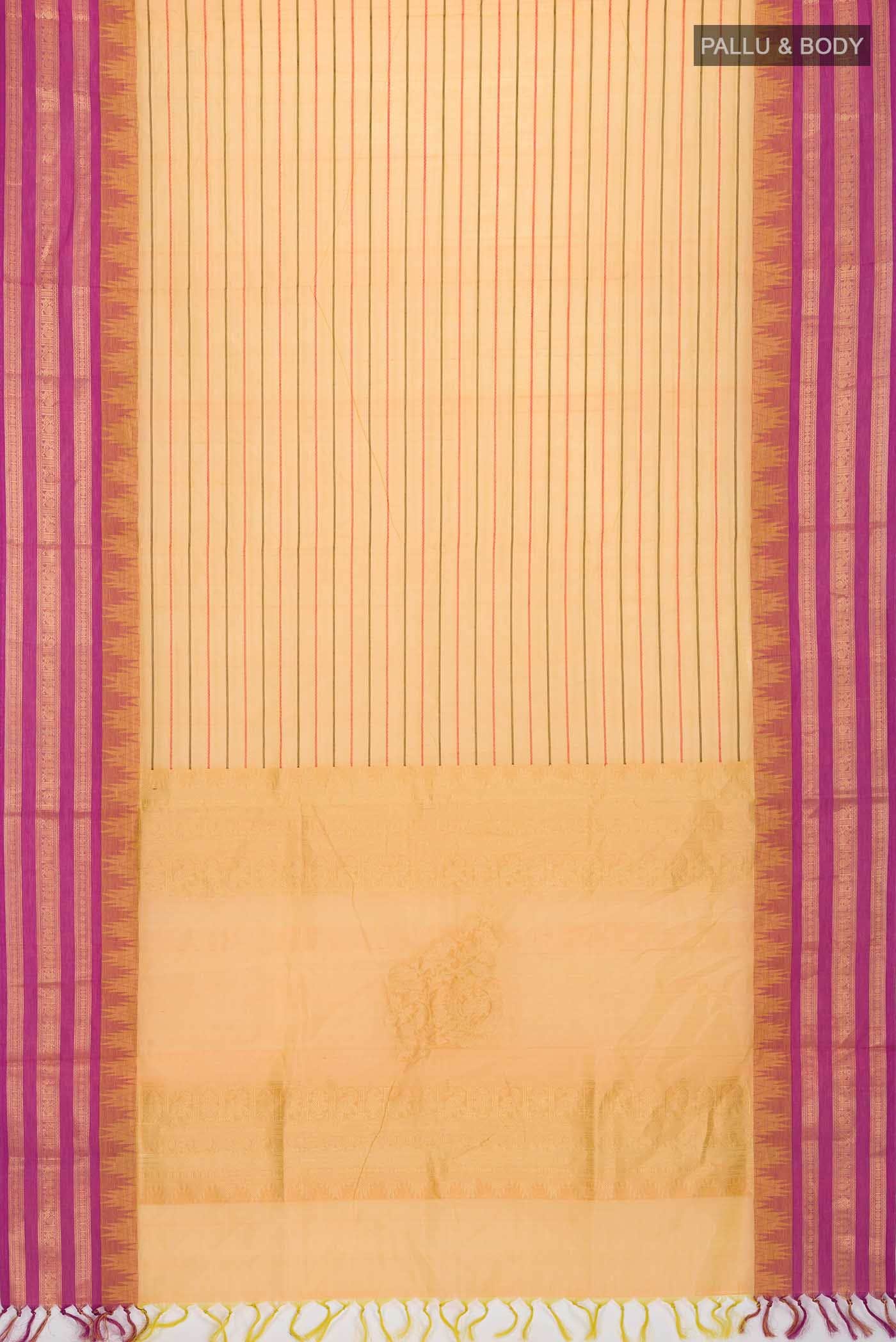 Yellow Silk Cotton Saree - Image 3