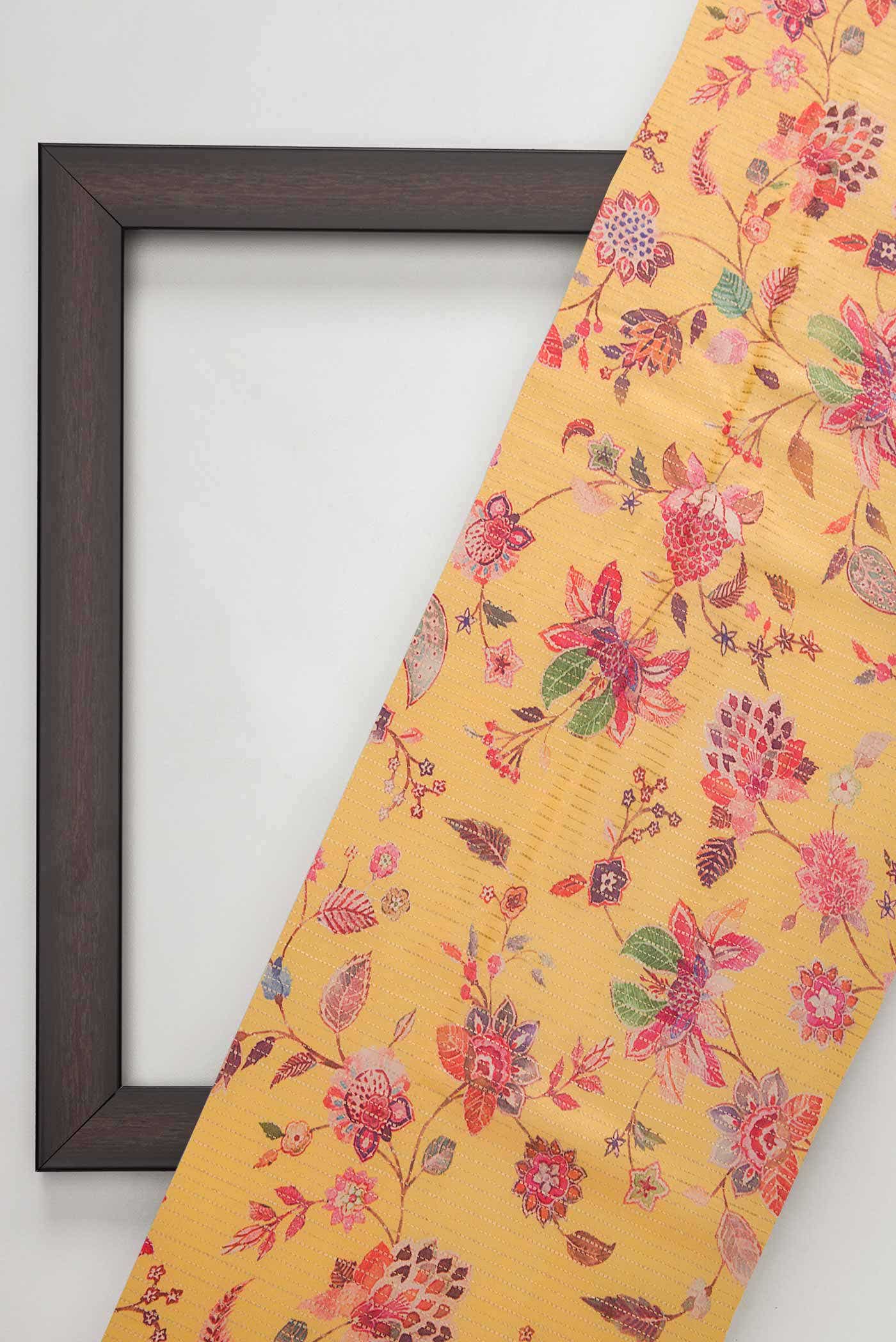 Yellow Tussar Silk Dress Material - Image 4