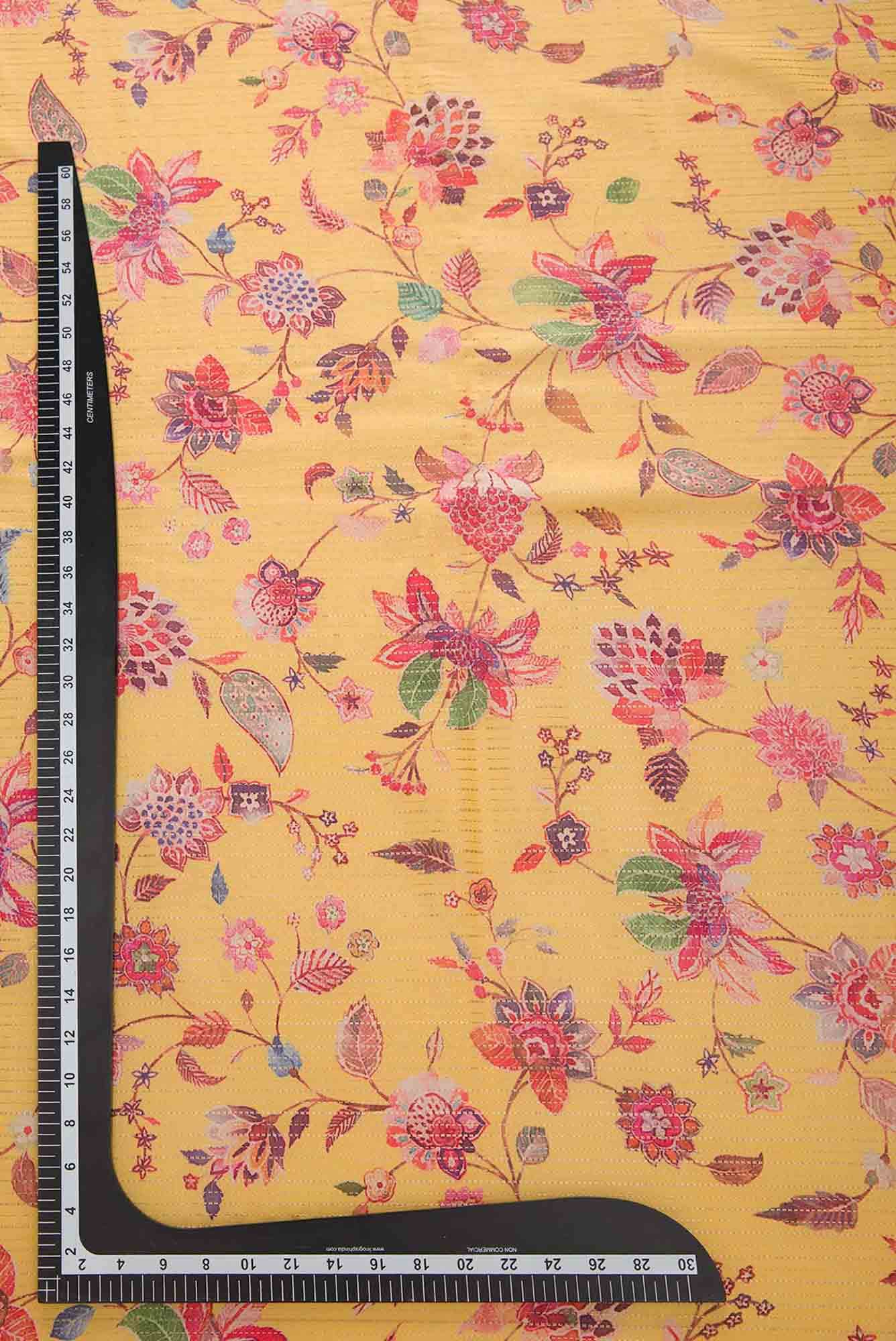 Yellow Tussar Silk Dress Material - Image 5