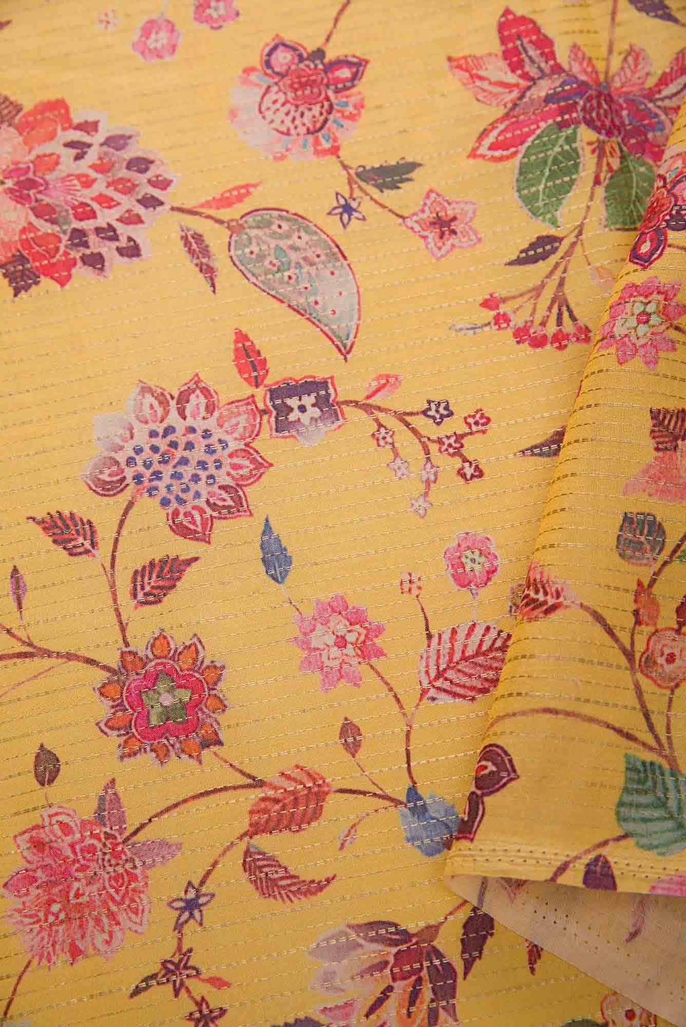 Yellow Tussar Silk Dress Material - Image 6
